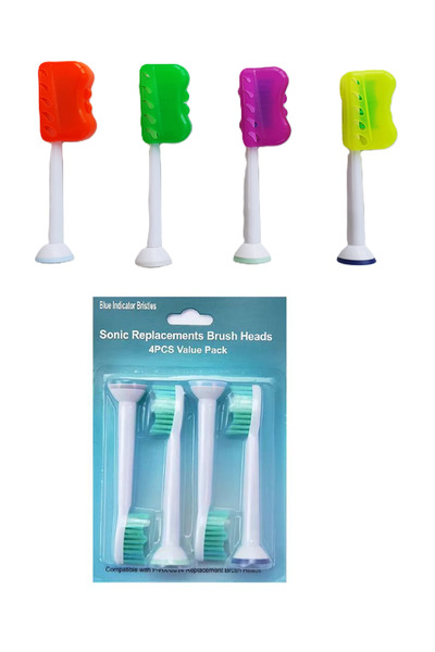 LOVYCO 4 Pieces Sonicare Compatible Toothbrush + 4 Mouth Cover Toothbrush, Brush Protector Apparatus, Brush Cover
