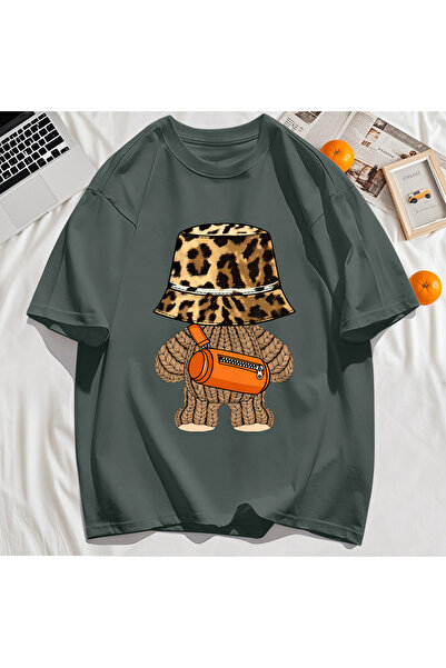 StartMore Y2K Vintage T-Shirt Tee Bear Leopard Print Hat Print