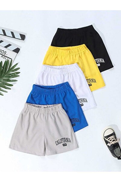 VESTIR BIEN شورت أطفال قطني مريح مطبوع عليه 5 ألوان من كاليفورنيا