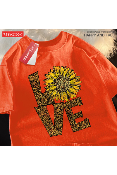StartMore تي شيرت Y2k Vintage تي شيرت Love Leopard Sunflower