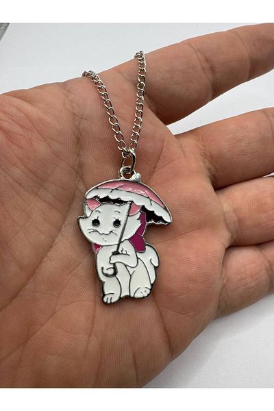 Herşey Nota Gatinha Marie Unisex Necklace with Umbrella Figure – Cute and Elegant Rain Theme