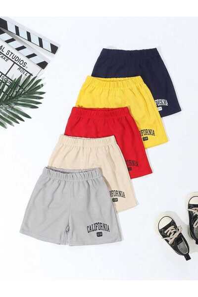 VESTIR BIEN California Baskılı 5 Renk Rahat Pamuklu Çocuk Şort