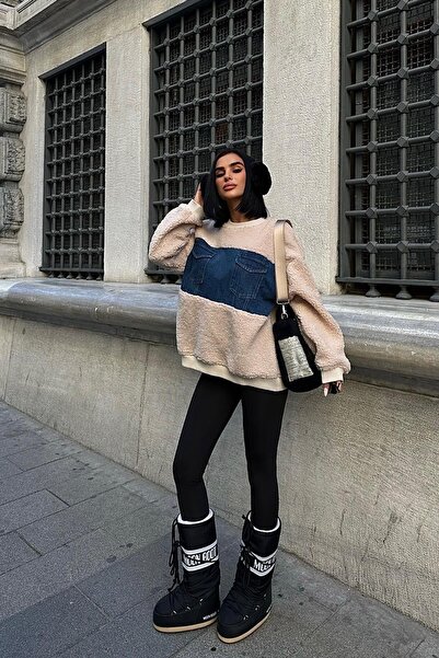 WeShaya Women's Stone Polyester Crew Neck Long Sleeve Sweatshirt