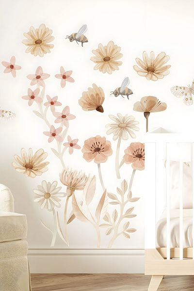 Grafikup Set de autocolante de perete Boho Meadow - Autocolant de perete de luncă colorată moale