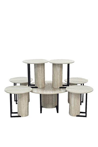Ch 7-piece wooden tea table set