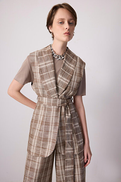 Touché Privé 100% Linen Plaid Vest Pants Set