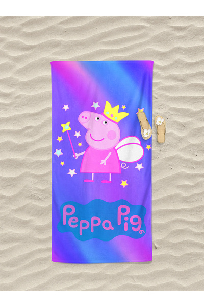 Home Peppa Pig Patterned Digital Printed Girl's Beach Bath Towel