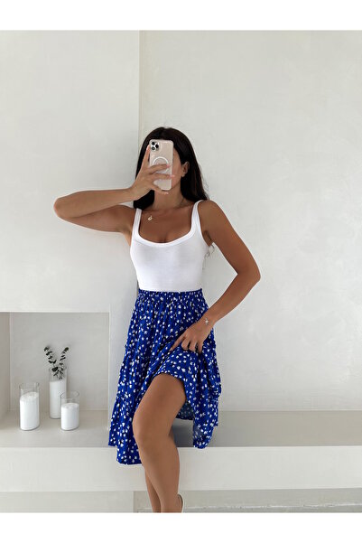 MaxiMor Women S Stylish Floral Print High Waist Skirt - A-Line, Knee Length, Spring/Summer Fashion