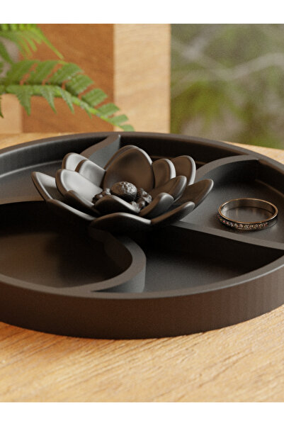 Sizseyy Organizator de bijuterii și inele Lotus Black Water Lily, design elegant și util.