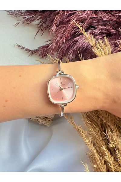 TD TRENDDURAGI Vintage Square Silver Inside Pink Women Wrist Watch