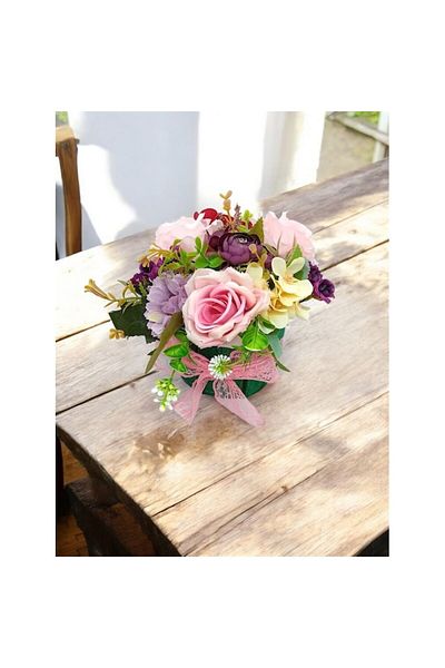 OEM Aranjament floral artificial în cutie de lemn 21cmx12cmx25cm