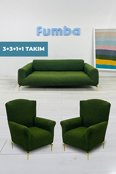 FUMBA HOME Jakar Kumaş Koltuk Örtüsü Takımı 3+3+1+1