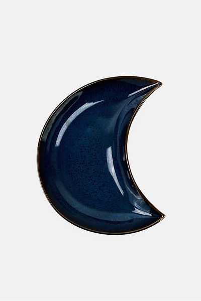 Fissman Ceramic Azur Crescent Moon Plate, Dark Blue