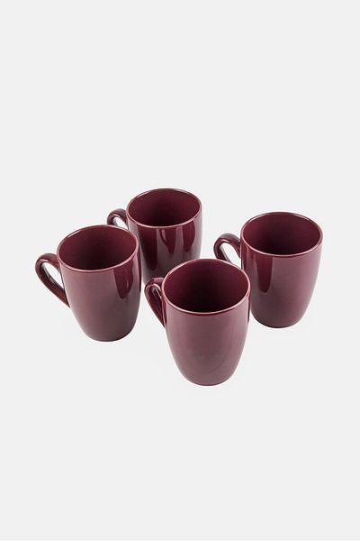 Maser 4 Pieces Coffee Mug 420ml, Dark Maroon