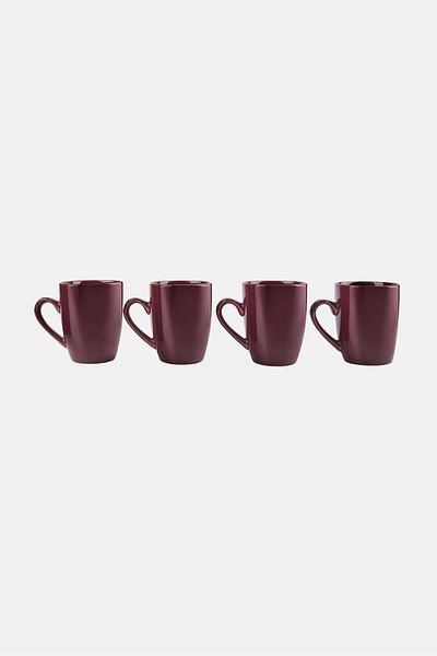 Maser 4 Pieces Coffee Mug 420ml, Dark Maroon
