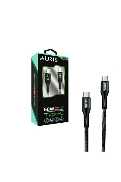 Auris CB66 USB-C To Type-C Örgülü Şarj ve Data Kablosu 1.2 M