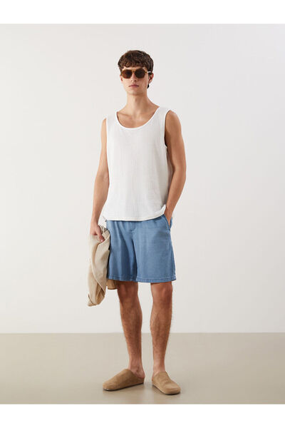 LC Waikiki Nevavm Comfortable Fit Men's Jean Shorts with Difference in Color