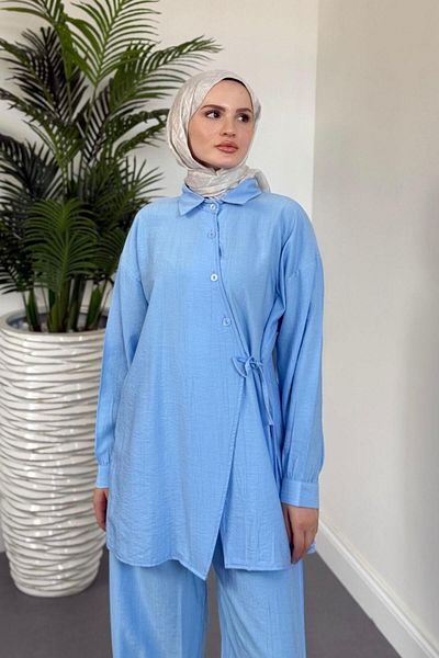 MERVEN AKYÜZ Narss Buttoned Trousers Suit Baby Blue