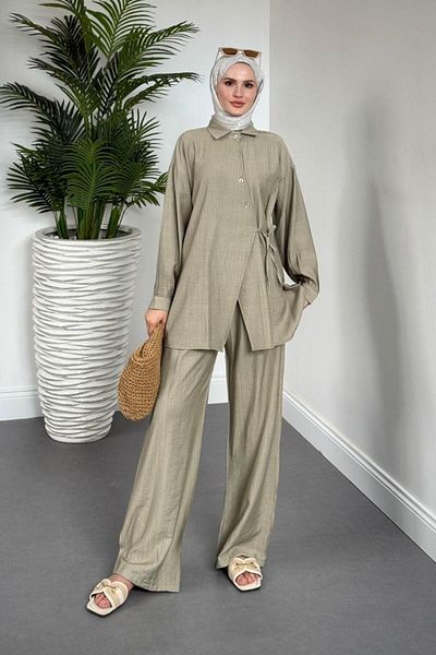 MERVEN AKYÜZ Narss Buttoned Trousers Suit Khaki