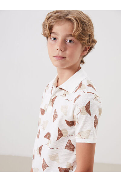 LC Waikiki Μπλουζάκι για αγόρια LCW Καφέ με μοτίβο πόλο με χτενισμένο βαμβάκι