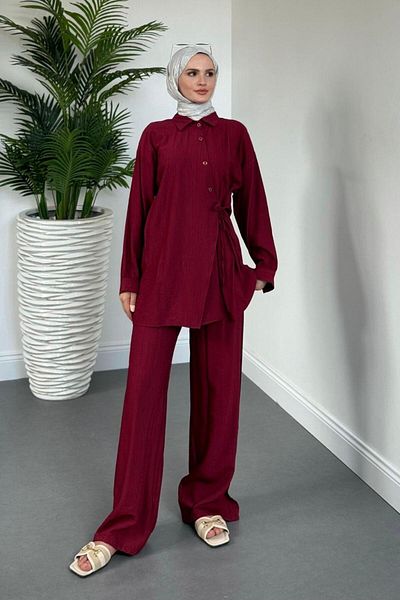 MERVEN AKYÜZ Narss Buttoned Trousers Suit Burgundy