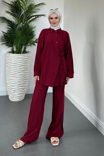 MERVEN AKYÜZ Narss Buttoned Trousers Suit Burgundy