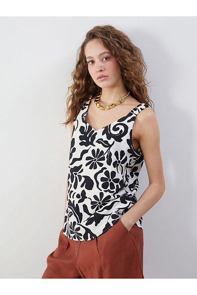 LC Waikiki New Season V Neck Floral Μπλούζα - S5L361Z8