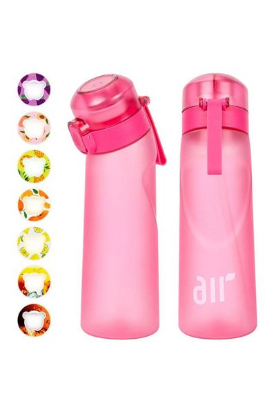 Choice 0.8L Rosered 1pc Air Water Bottle With 1pc Random Flavor Pods Portable Transparent With Straw Leak P