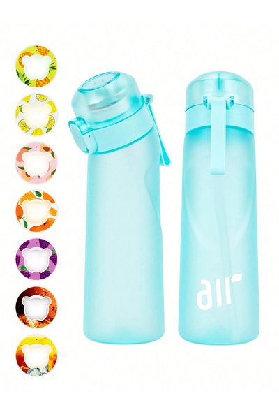 Choice 0.8L light blue 1pc Air Water Bottle With 1pc Random Flavor Pods Portable Transparent With Straw Lea