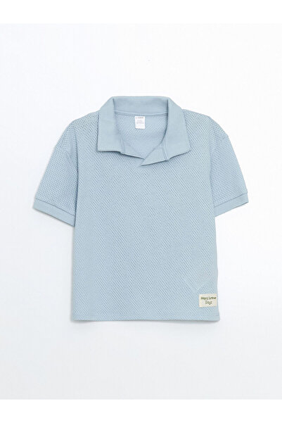 LC Waikiki Tricou pentru băiat din bumbac pieptănat Lcw Kids Blue Resort