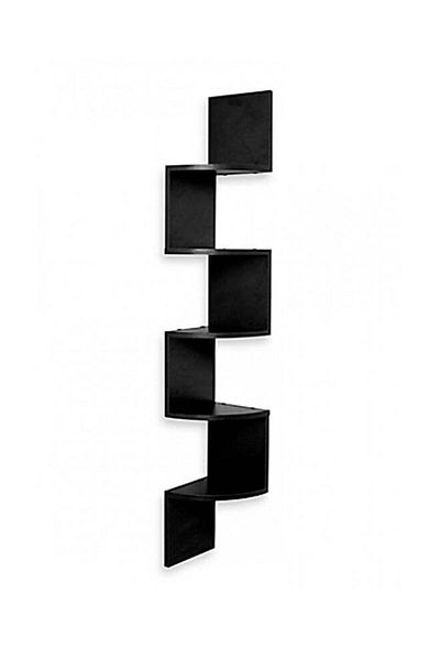 Raffine MARGOUN Zig Zag Floating Wall Corner Shelf Black 123x19x19cm