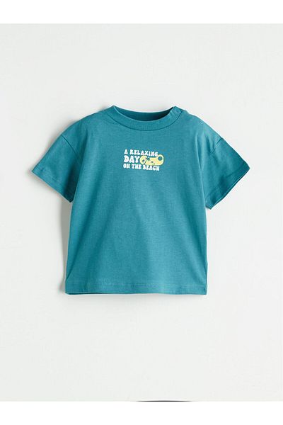 LC Waikiki Printed Baby Boy T-Shirt and Jean Shorts 2-Piece