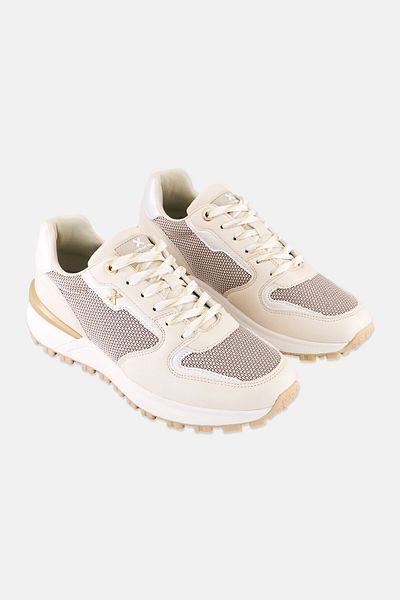 XTI Women Lace Up Casual Shoes, Beige
