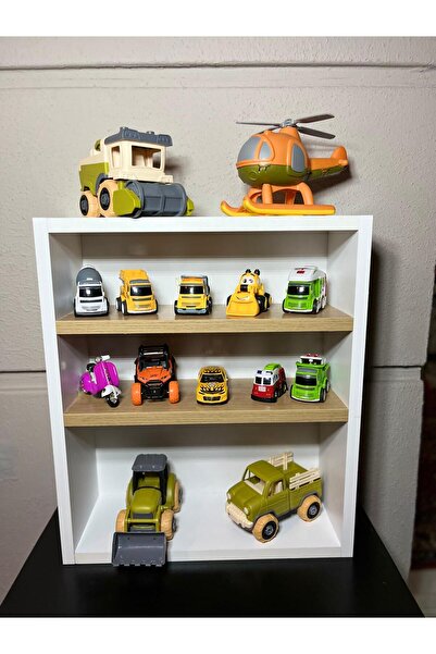 KONUKCA MOBİLYA Çok Amaçlı Tezgah Üstü Beyaz Ve Ahşap MDF Raf