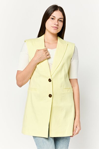 Scotch & Soda سترة نسائية سادة بقصّة عادية، لون أصفر