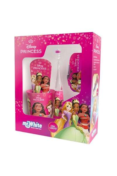 PRİNCESS Set Copii +3 ani Disney Princess Mr. White: periuta electrica, pasta dinti copii, pahar + 6 c