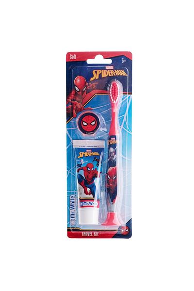 SPIDERMAN Set Travel Spiderman Toothbrush and Strawberry-Flavored Toothpaste for Kids