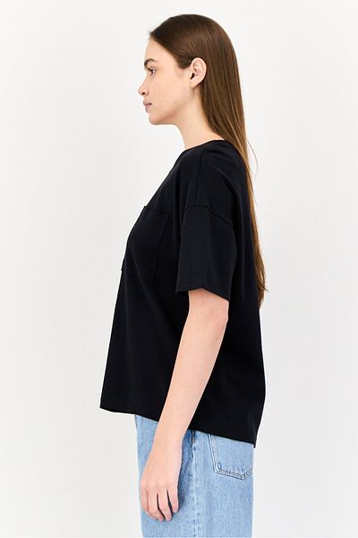 Esprit Women Crew Neck Long Sleeve Solid T-Shirt, Black