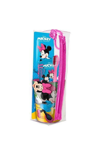 Minnie Mouse Mr.White Minnie Mouse Children's Travel Set Toothbrush with Suction Cup, Water Glass and Children's Toothpaste Ar