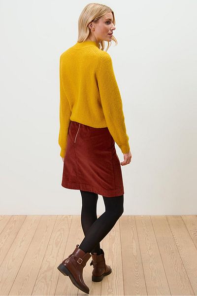 Tchibo Women Corduroy Midi Skirt, Rust Brown