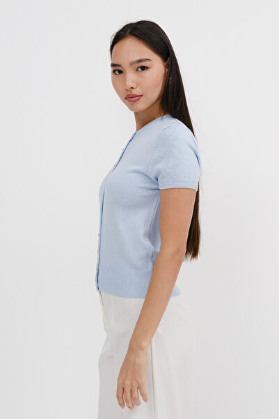 Addax Button Short Sleeve Cardigan H10314