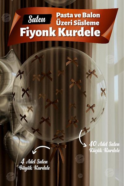 t tuğset etiket Bow Ribbon on Cake Balloon 4 Large Ribbon + 40 Small Ribbon-T1436-