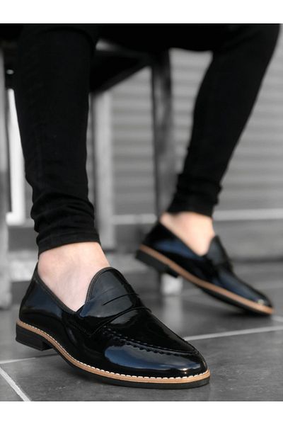 dehaine Men's Moccasins Made of Shiny Organic Leather