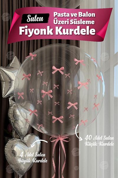 t tuğset etiket Bow Ribbon on Cake Balloon 4 Large Ribbon + 40 Small Ribbon-T1436-