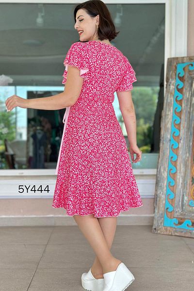İnce Topuk Flounced Double Breasted Collar Single Jersey Dress 5Y444