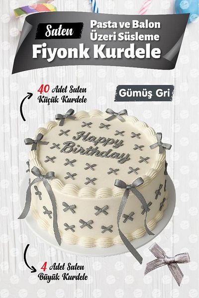 t tuğset etiket Bow Ribbon on Cake Balloon 4 Large Ribbon + 40 Small Ribbon-T1436-