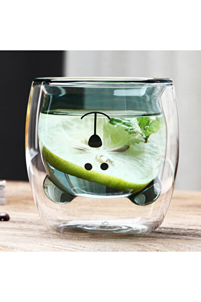 OEM Double-walled glass, Teddy bear, 250 ml, Green