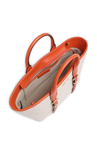 Michael Kors Women's Detachable and Adjustable Shoulder Strap Extra Inner Compartment Metallic Logo Embossed Beige-Turn