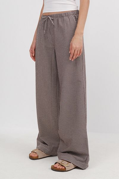 Addax Elastic Waist Gingham Trousers Pn17390
