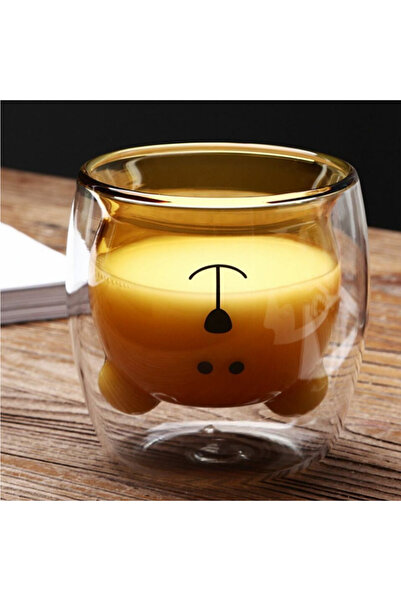 OEM Double-walled glass, Teddy bear, 250 ml, Yellow